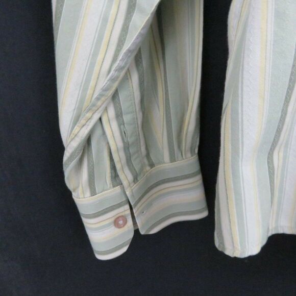Cubavera Embroidered Flower Green Striped Shirt - Picture 6 of 8